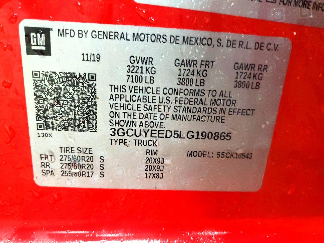 2020 Chevrolet All models VIN 3GCUYEED5LG190865 photo 12