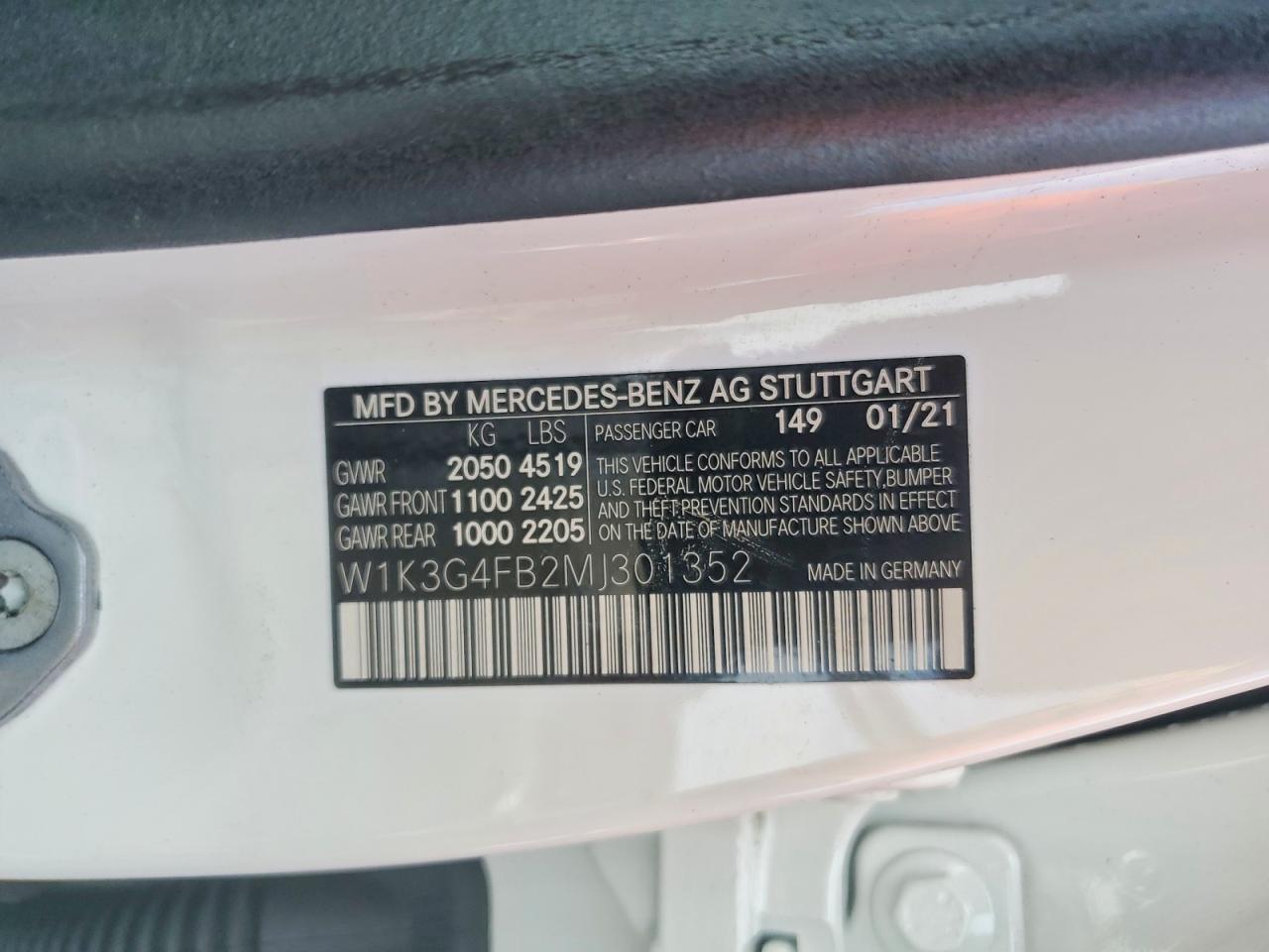 2021 MERCEDES-BENZ A-class VIN W1K3G4FB2MJ301352 photo 12