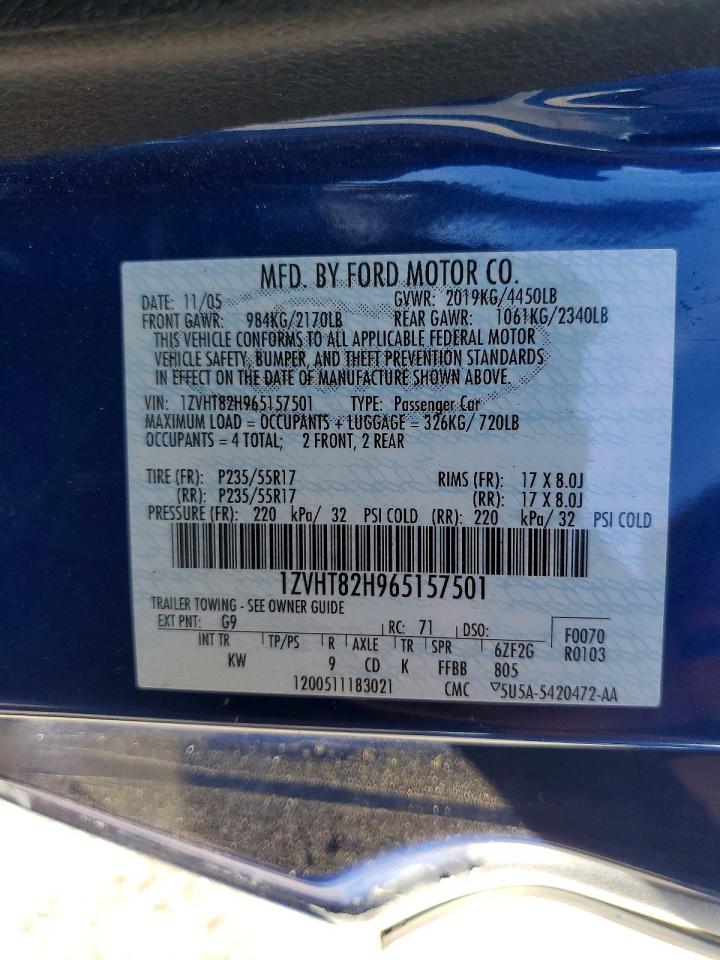 2006 Ford Mustang VIN 1ZVHT82H965157501 photo 12
