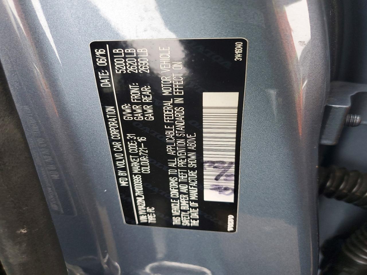 2017 Volvo S90 VIN YV1A22ML7H1000995 photo 12