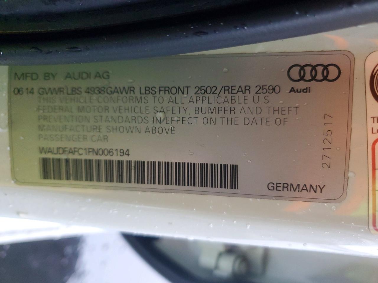 2015 Audi A6 VIN WAUDFAFC1FN006194 photo 12