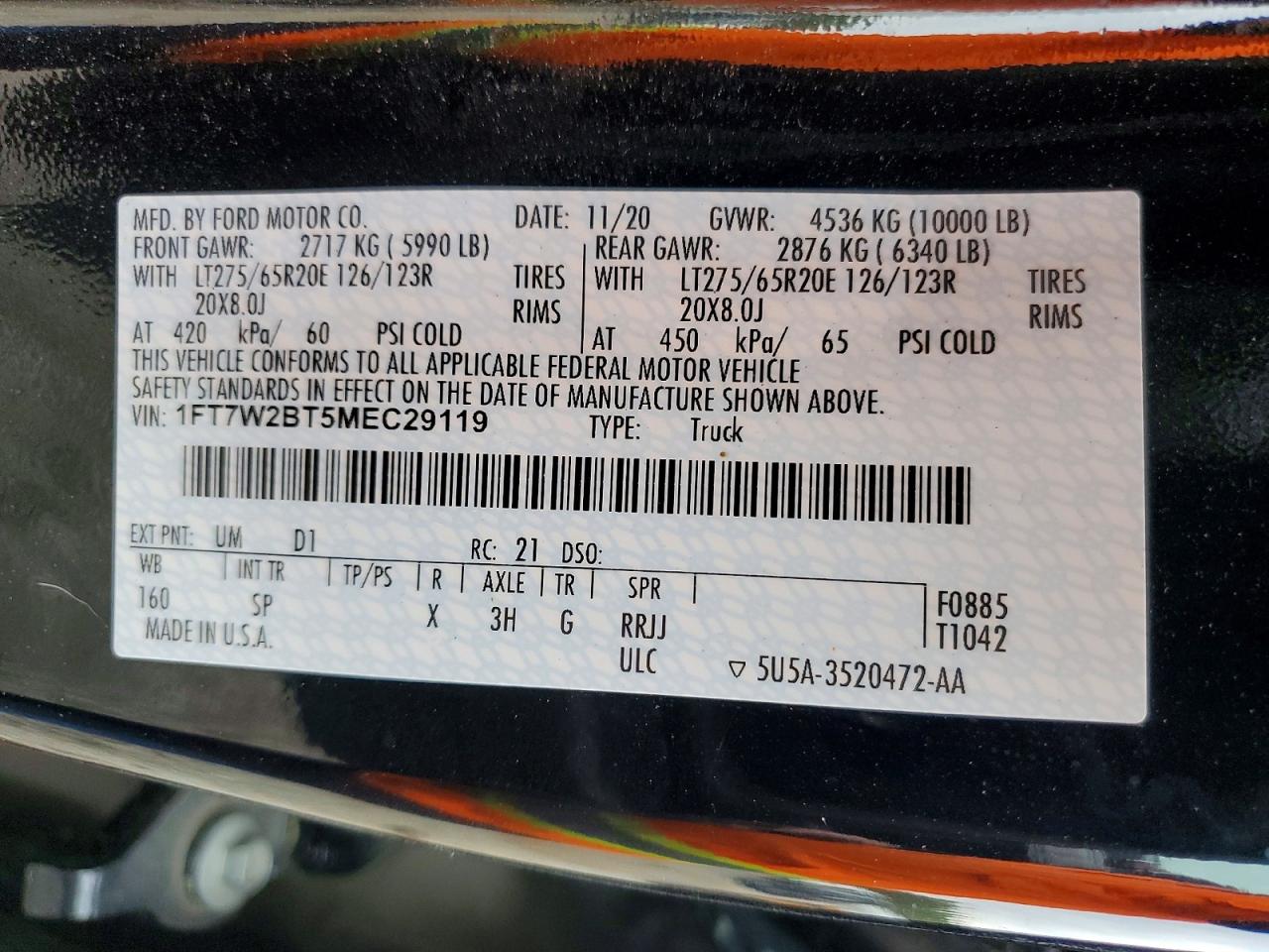 2021 Ford F250 VIN 1FT7W2BT5MEC29119 photo 12