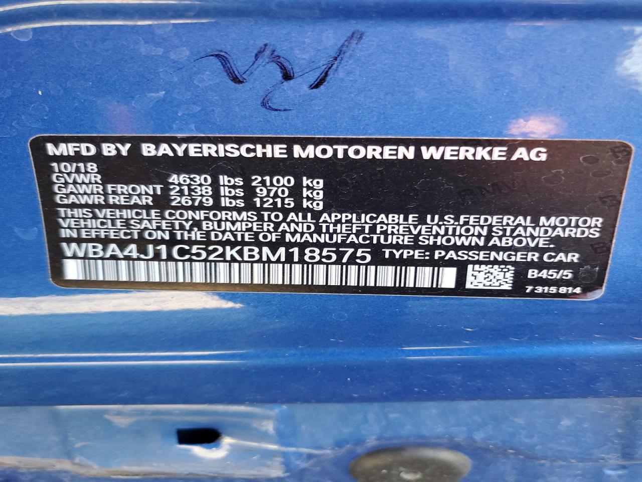 2019 BMW 4 series VIN WBA4J1C52KBM18575 photo 12