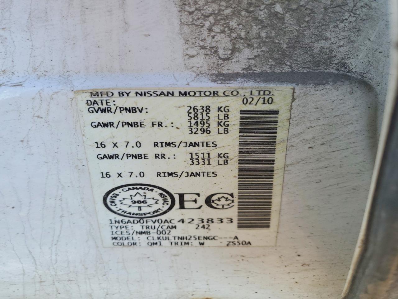 2010 NISS Frontier VIN 1N6AD0FV0AC423833 photo 12