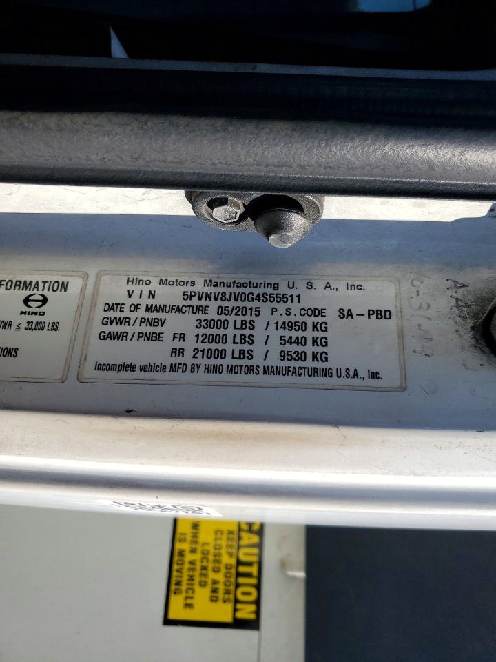 2016 HINO All other VIN 5PVNV8JV0G4S55511 photo 10