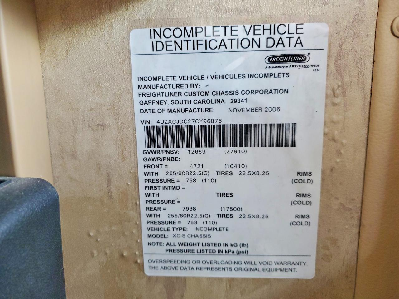 2007 WINNEBAGO All other VIN 4UZACJDC27CY96876 photo 10