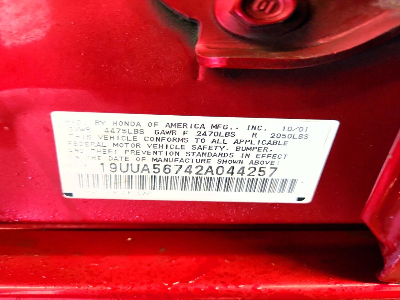 2002 Acura Tl VIN 19UUA56742A044257 photo 12