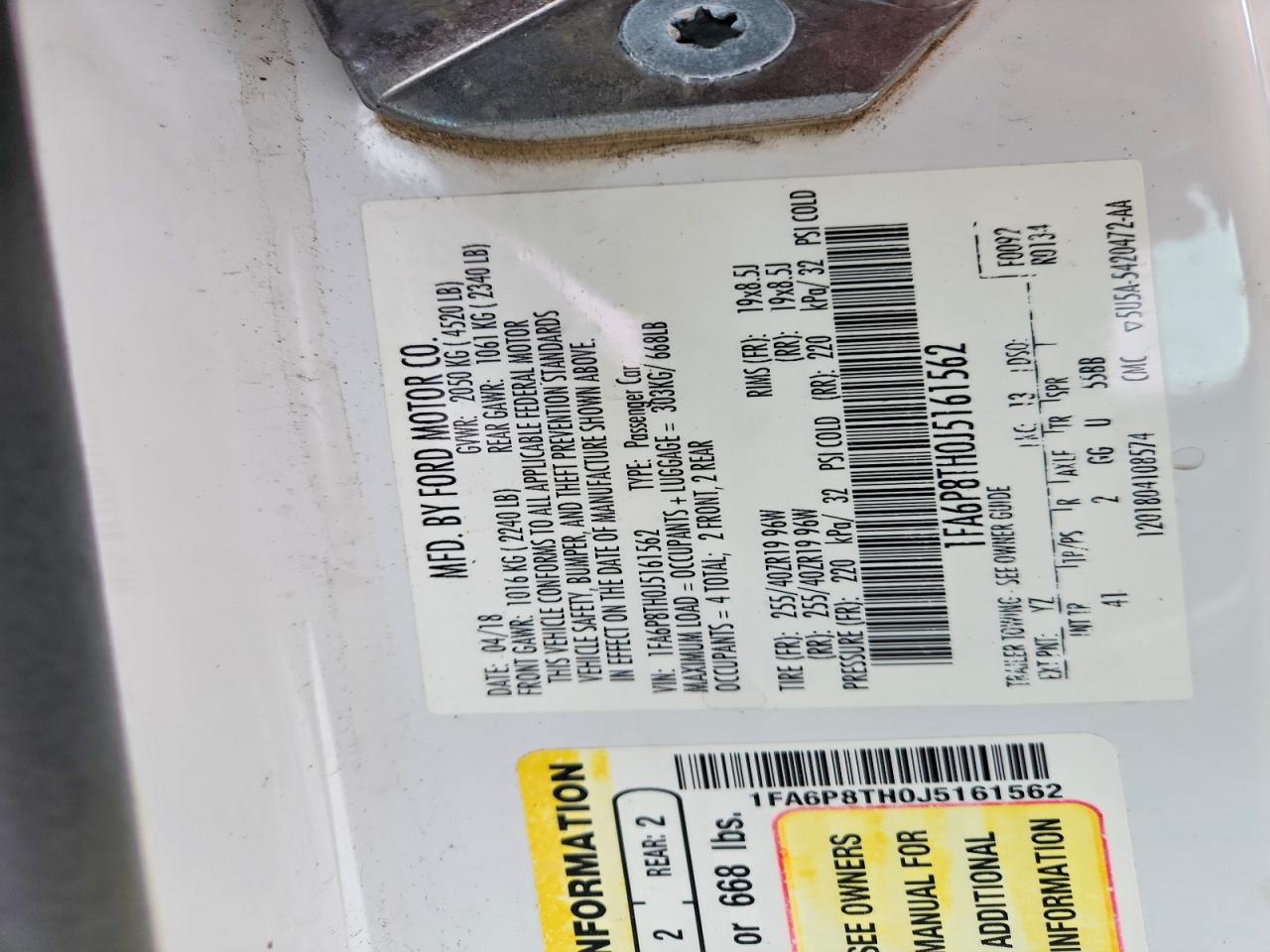 2018 Ford All models VIN 1FA6P8TH0J5161562 photo 12