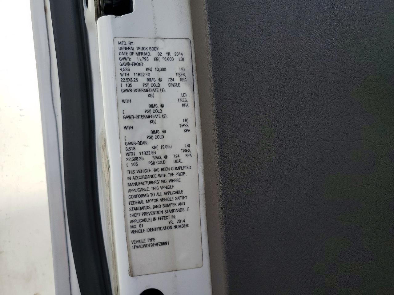 2015 FREIGHTLINER M2 unknow VIN 1FVACWDT9FHFZ8691 photo 12