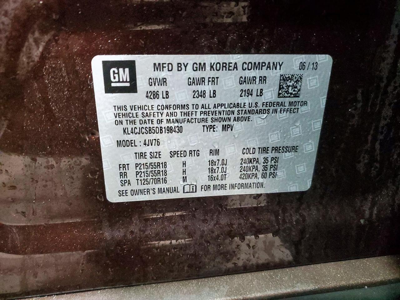 2013 Buick Encore VIN KL4CJCSB5DB198430 photo 12