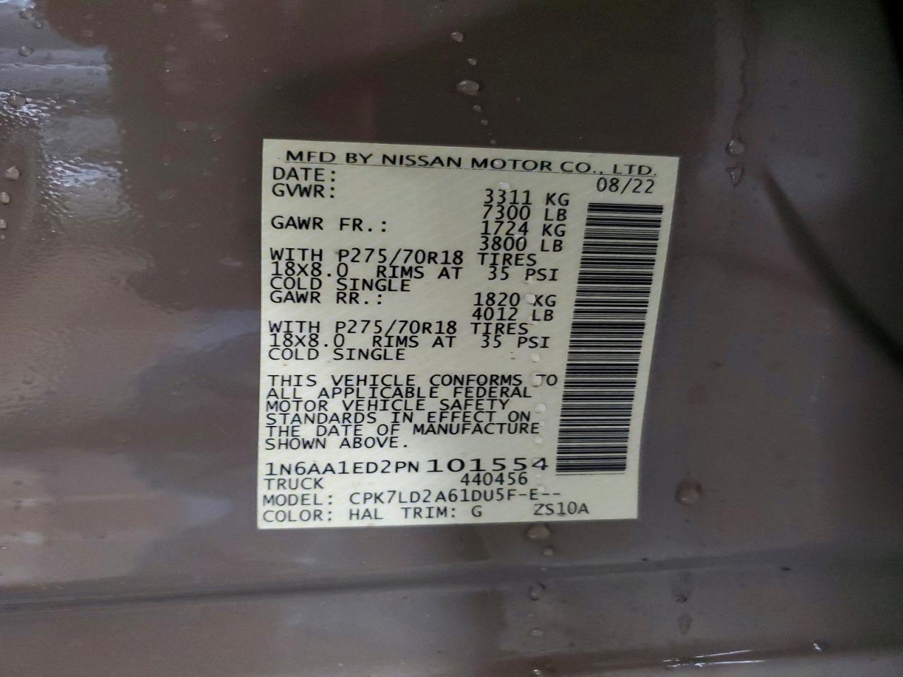 2023 Nissan TITAN VIN 1N6AA1ED2PN101554 photo 12