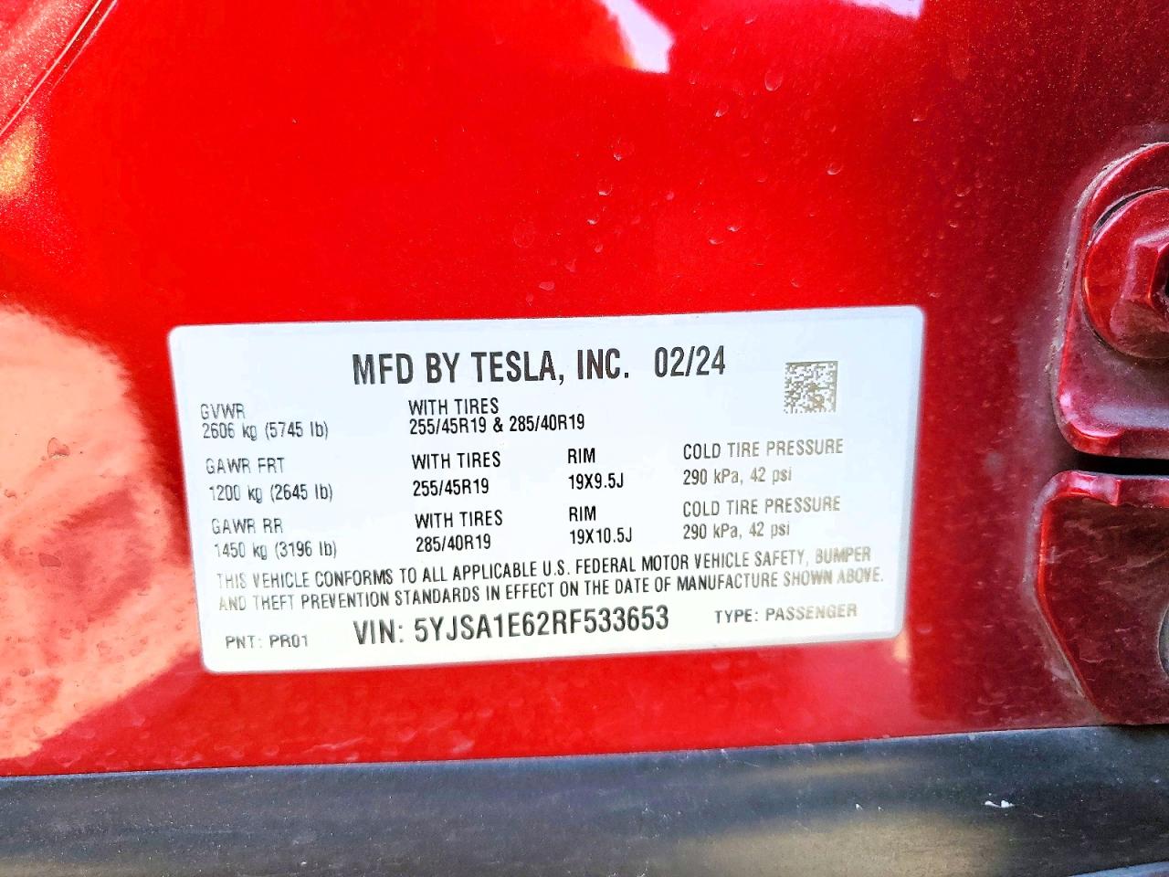 2024 Tesla Model s VIN 5YJSA1E62RF533653 photo 12