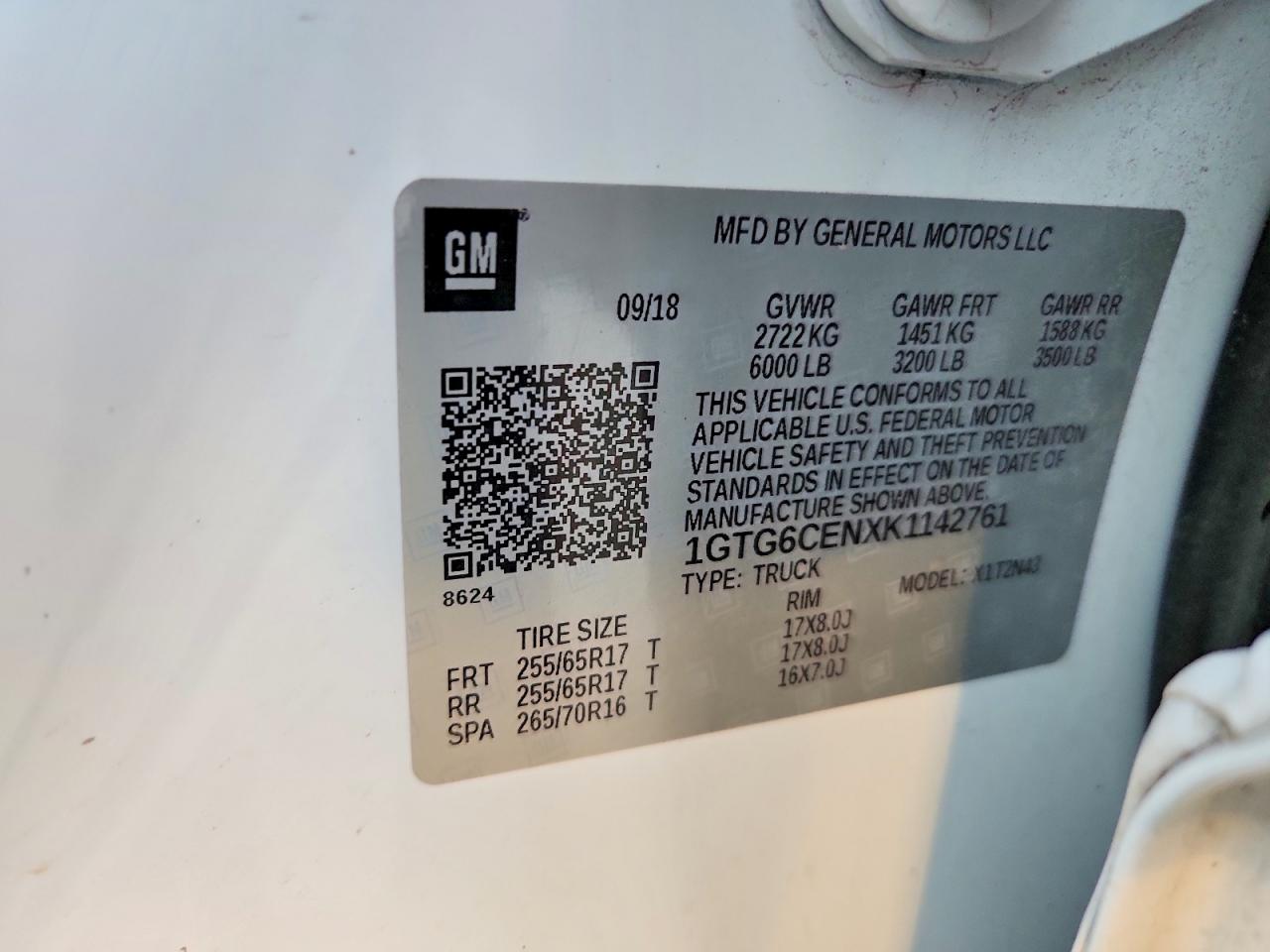 2019 GMC Canyon VIN 1GTG6CENXK1142761 photo 12