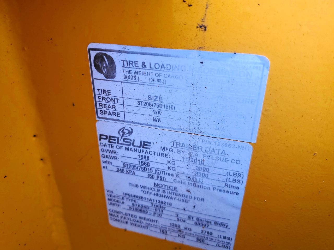 2010 PELSUE Utility tr VIN 1P9UM2511A1139218 photo 10