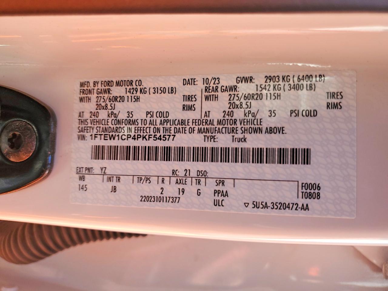 2023 Ford F150 VIN 1FTEW1CP4PKF54577 photo 12