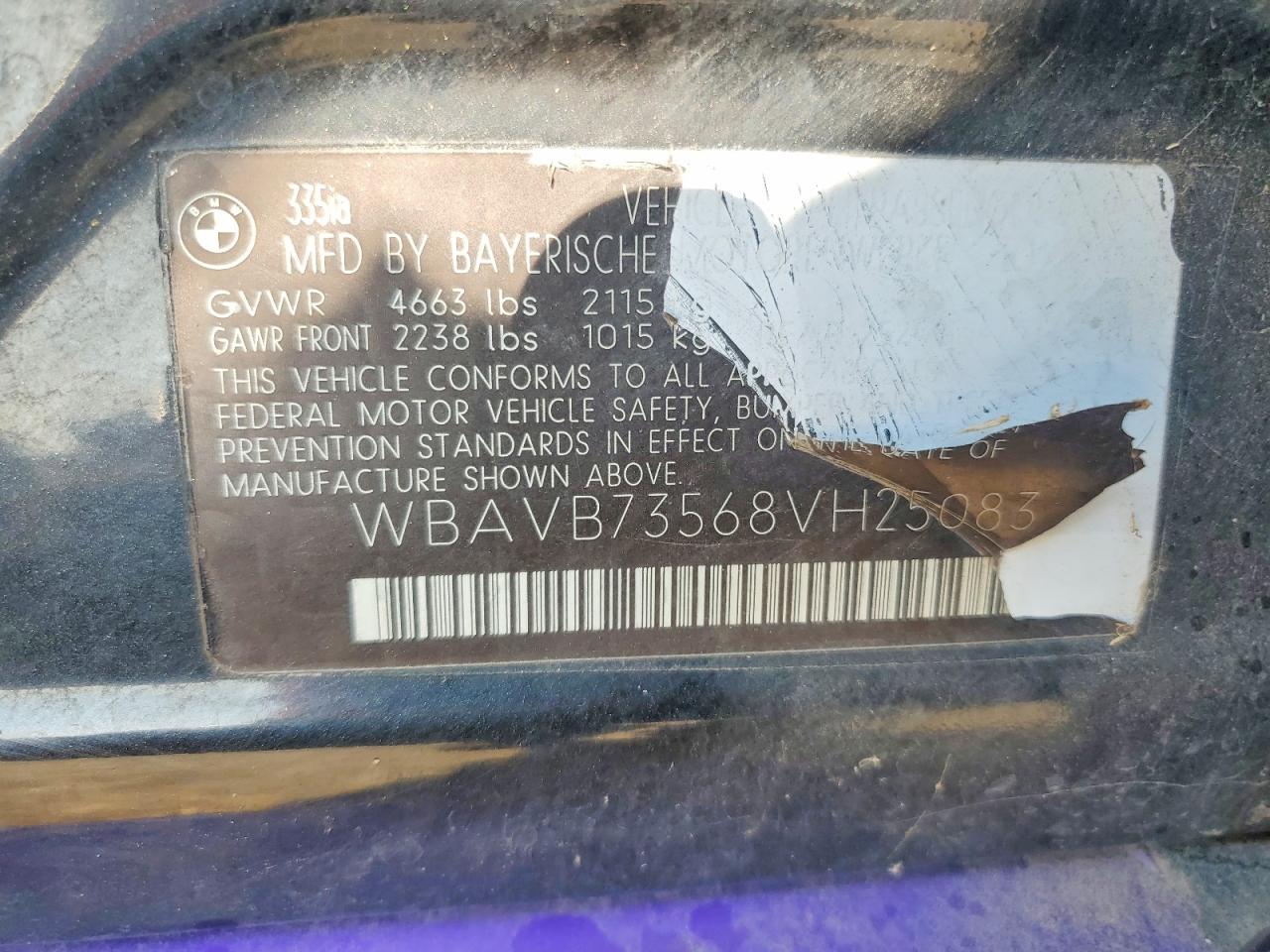 2008 3 series VIN WBAVB73568VH25083 photo 12