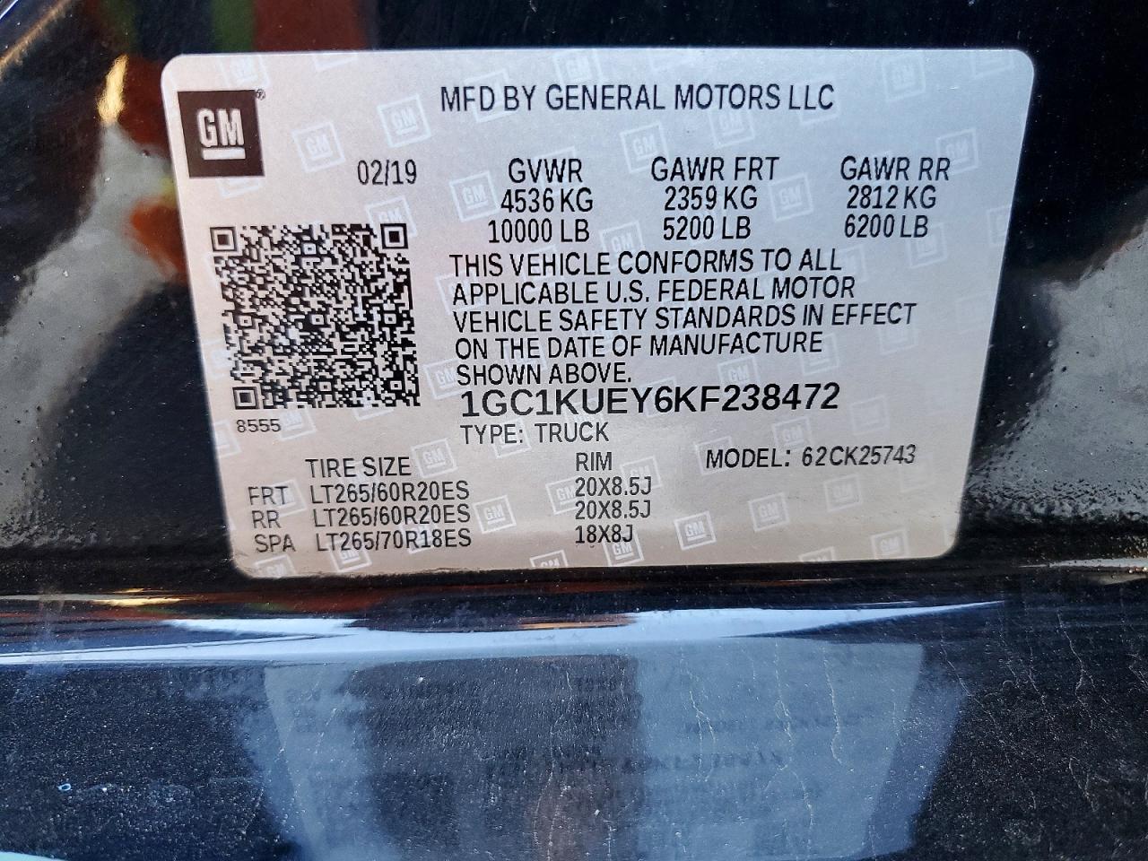 2019 All models VIN 1GC1KUEY6KF238472 photo 12