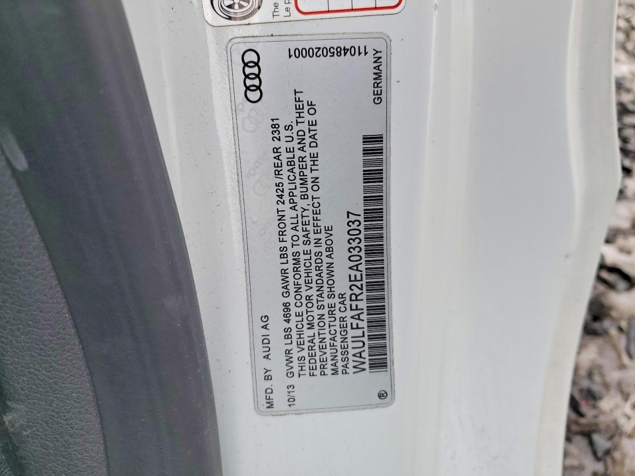 2014 Audi A5 VIN WAULFAFR2EA033037 photo 12