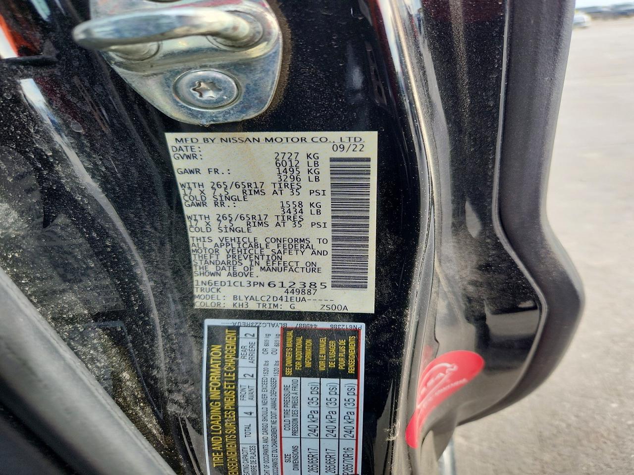 2023 Nissan Frontier VIN 1N6ED1CL3PN612385 photo 12