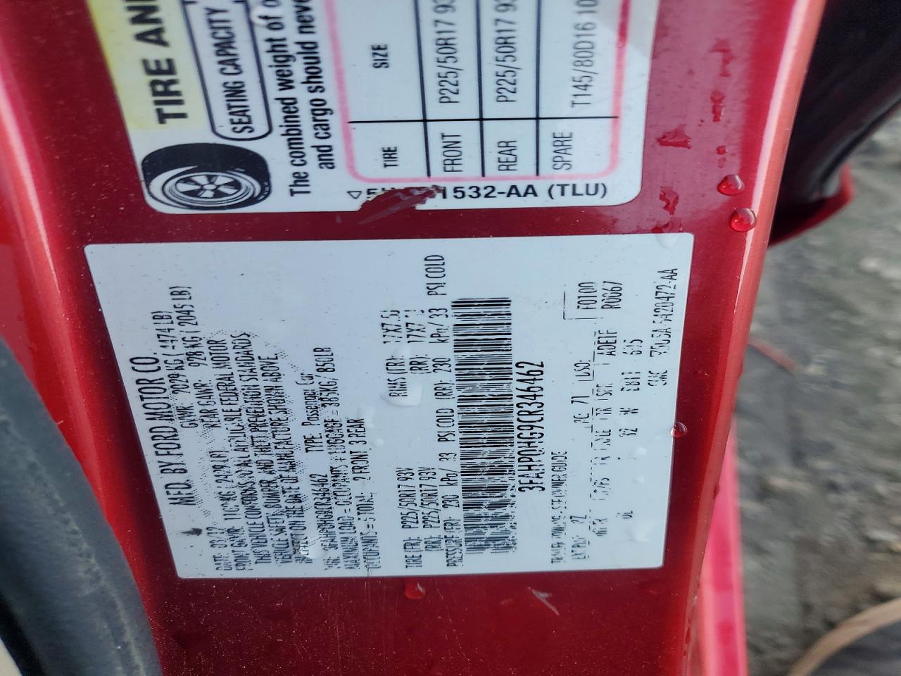 2012 FORD All models VIN 3FAHP0HG9CR346462 photo 12