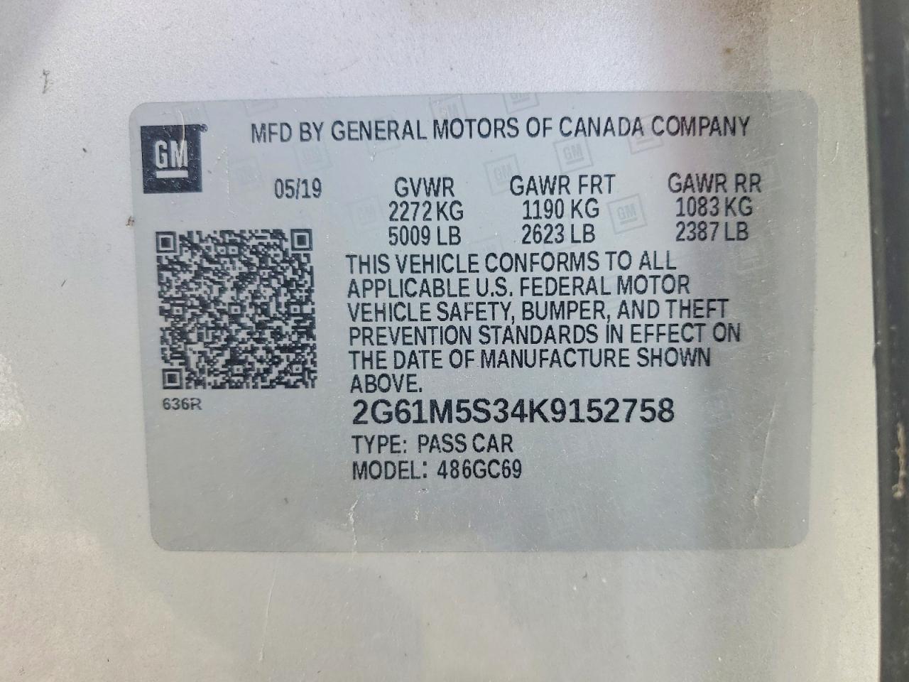 2019 Cadillac Xts VIN 2G61M5S34K9152758 photo 12