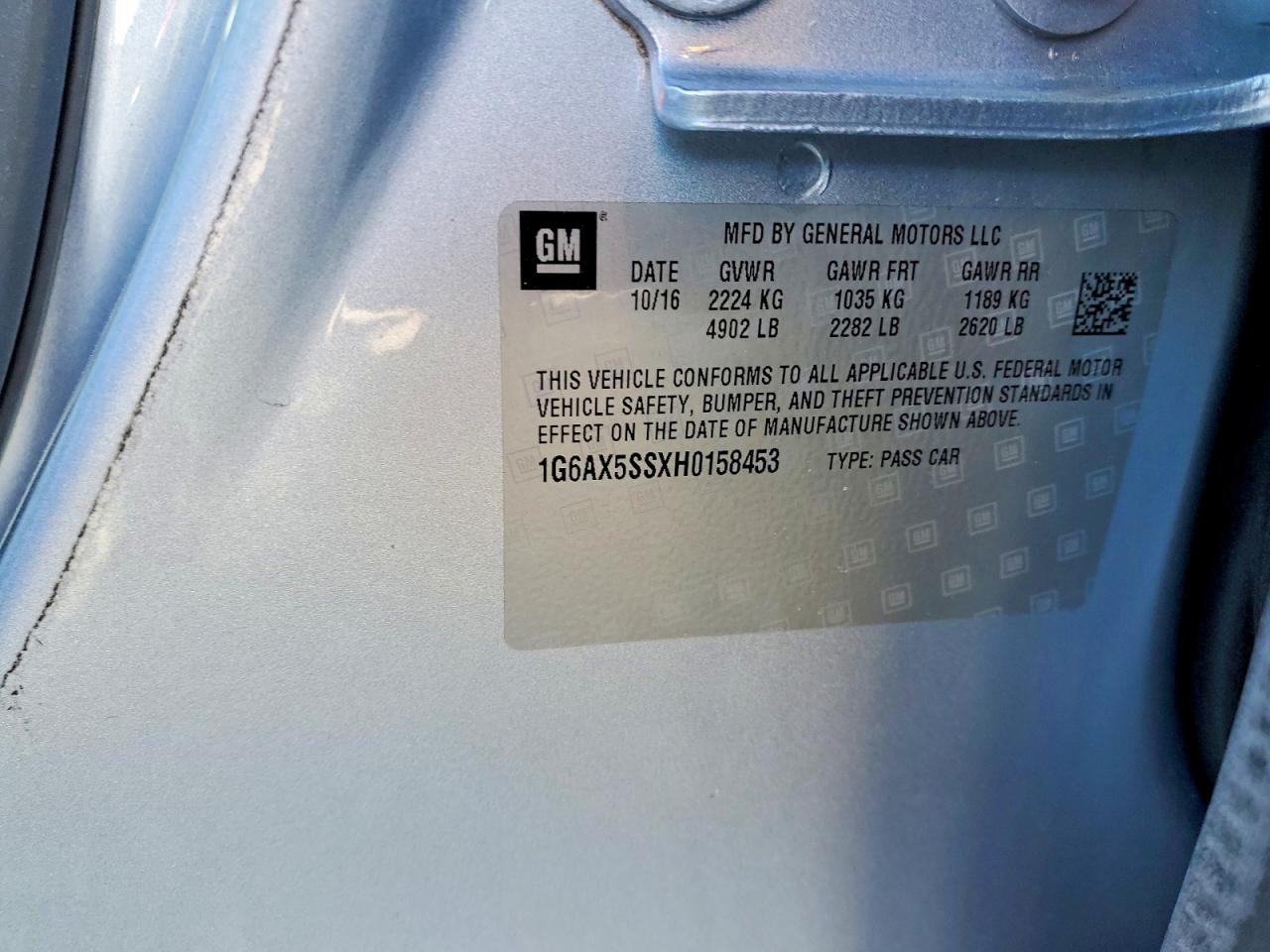 2017 Cts VIN 1G6AX5SSXH0158453 photo 12