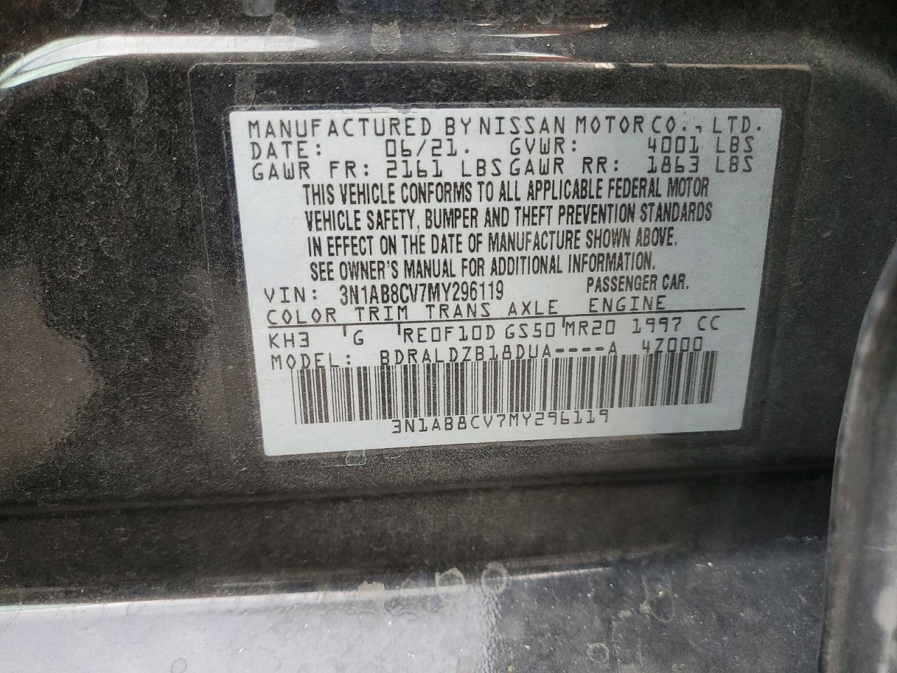 2021 Niss Sentra VIN 3N1AB8CV7MY296119 photo 12