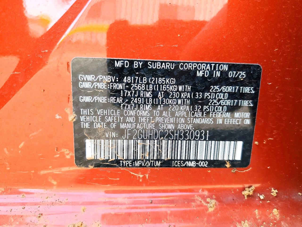 2025 Subaru Crosstrek VIN JF2GUHDC2SH330931 photo 12
