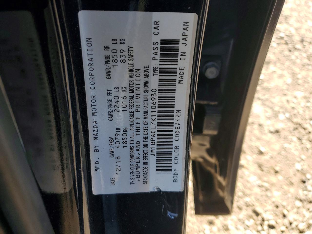 2019 Mazda 3 VIN JM1BPACL7K1106930 photo 12