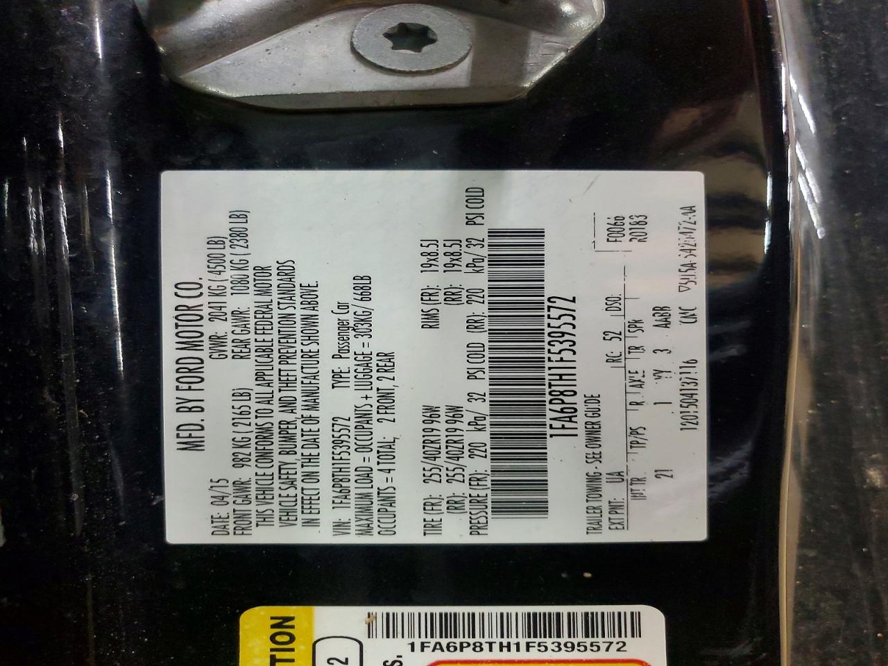 2015 FORD All models VIN 1FA6P8TH1F5395572 photo 12