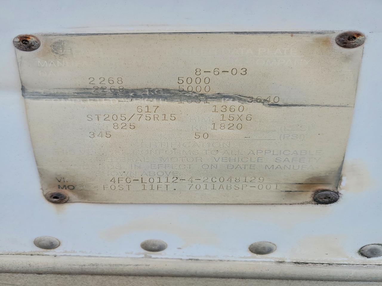 2003 FEATHERLITE Utility VIN 4FGL011242C048129 photo 10