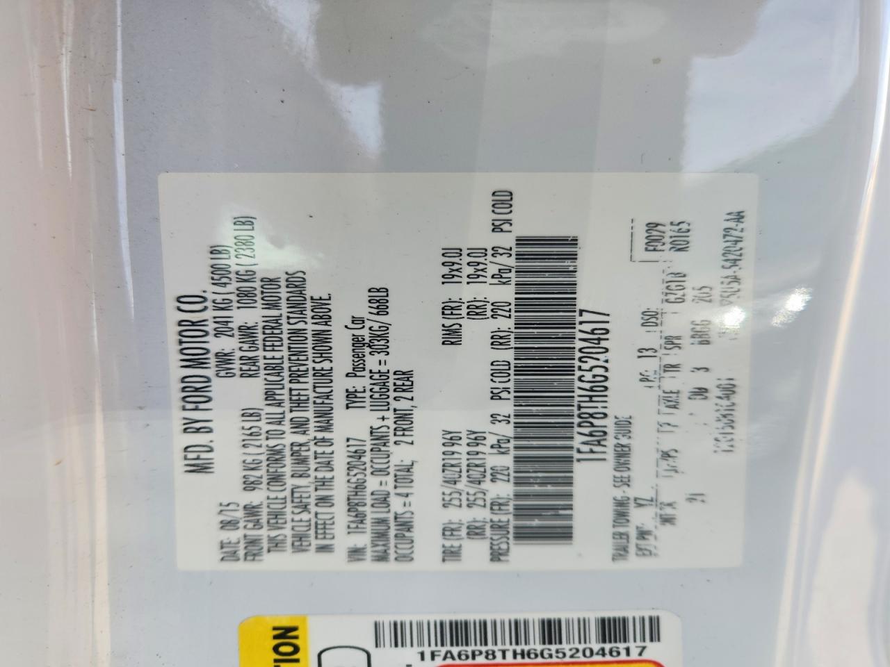 2016 Ford All models VIN 1FA6P8TH6G5204617 photo 12