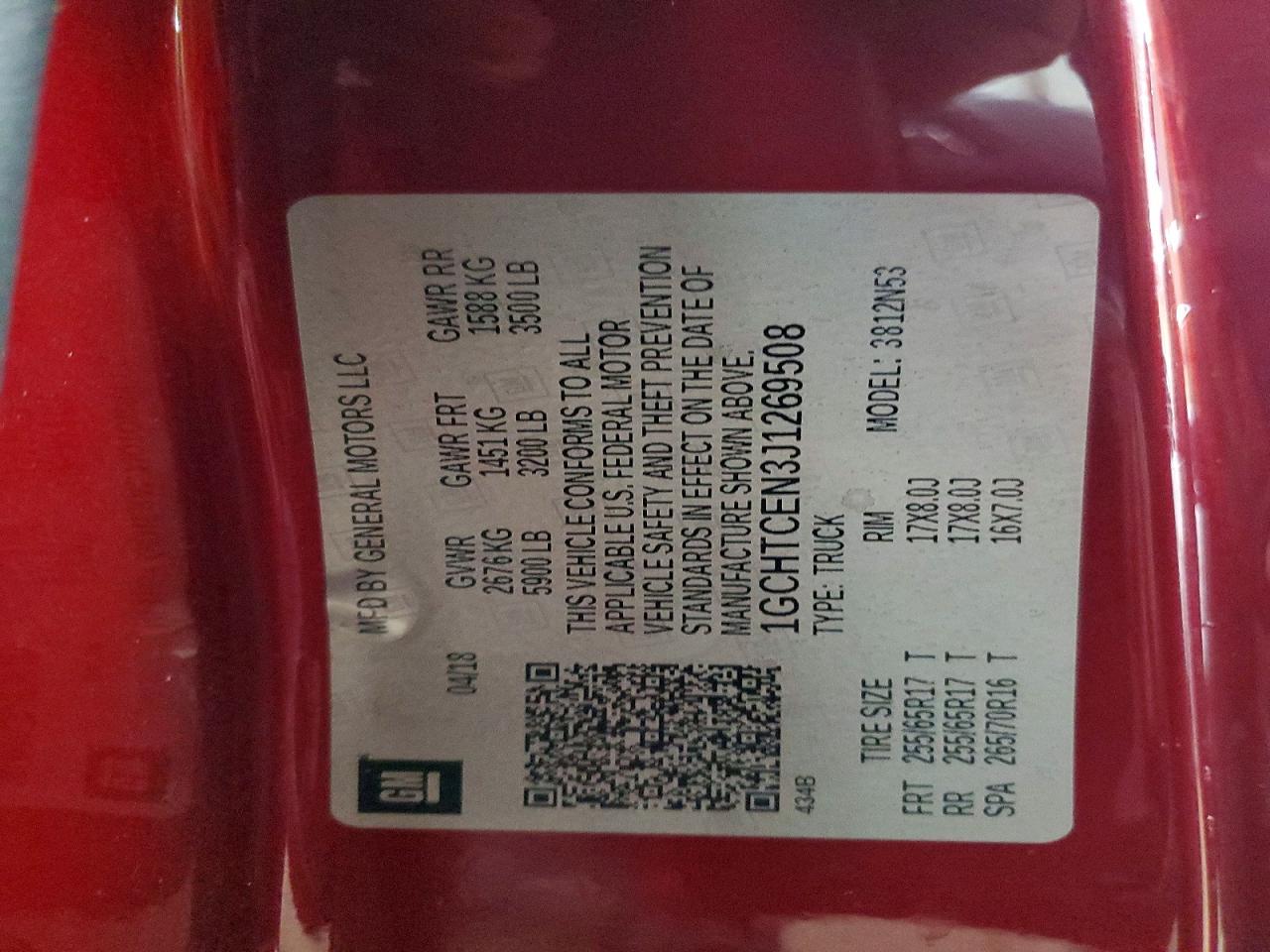 2018 Chevrolet Colorado VIN 1GCHTCEN3J1269508 photo 12
