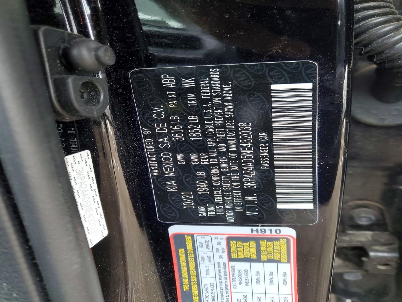 2022 Kia Rio VIN 3KPA24AD5NE432038 photo 12