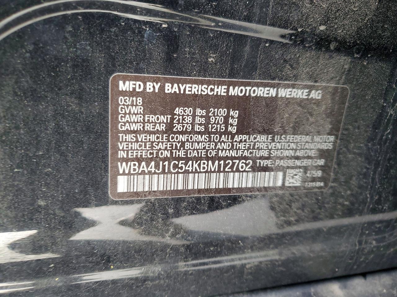 2019 BMW 4 series VIN WBA4J1C54KBM12762 photo 12