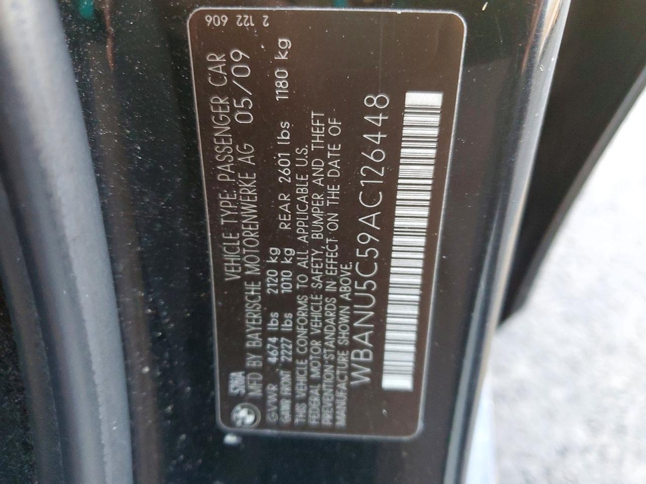 2010 BMW 5 series VIN WBANU5C59AC126448 photo 12