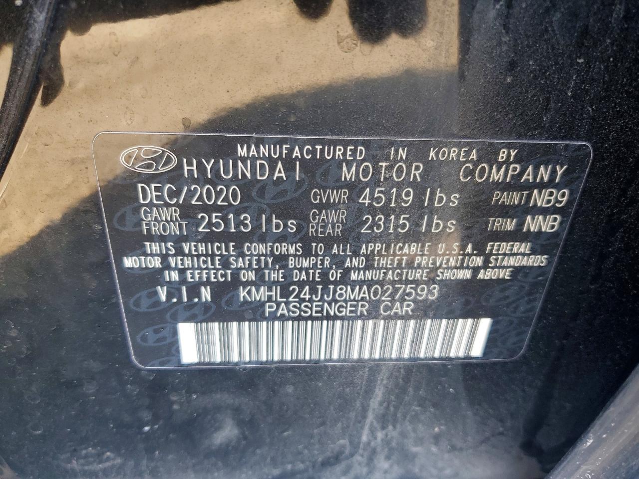 2021 Hyundai Sonata hybrid VIN KMHL24JJ8MA027593 photo 12