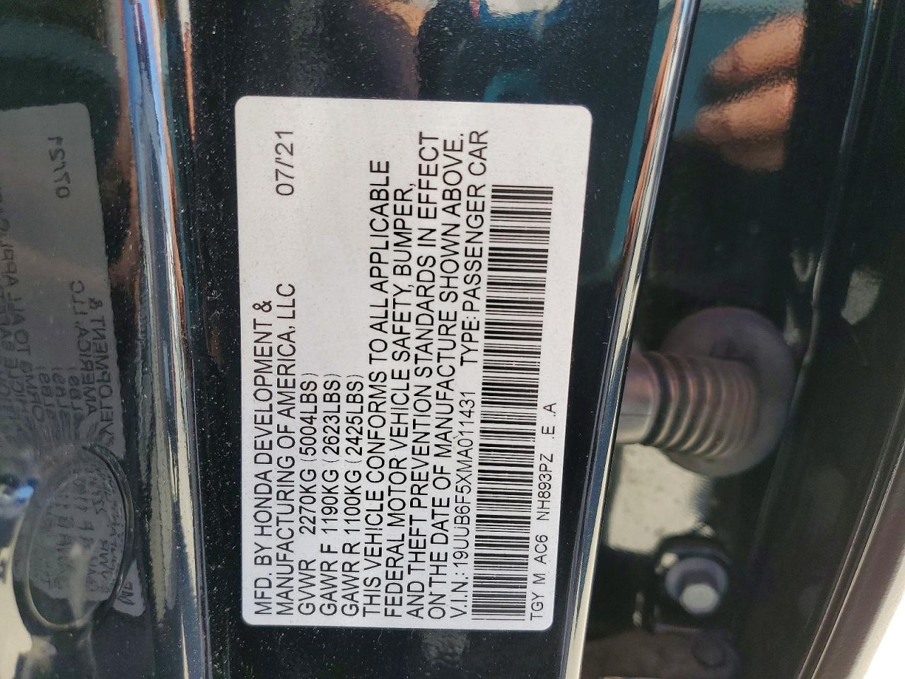 2021 Acura Tlx VIN 19UUB6F5XMA011431 photo 12