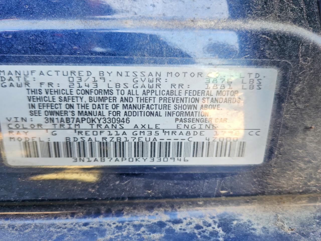 2019 NISS Sentra VIN 3N1AB7AP0KY330946 photo 12
