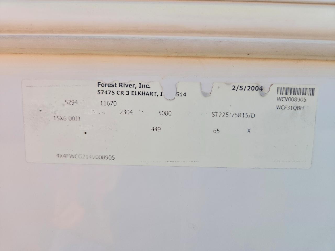 2004 FOREST All models VIN 4X4FWCG214V008905 photo 10