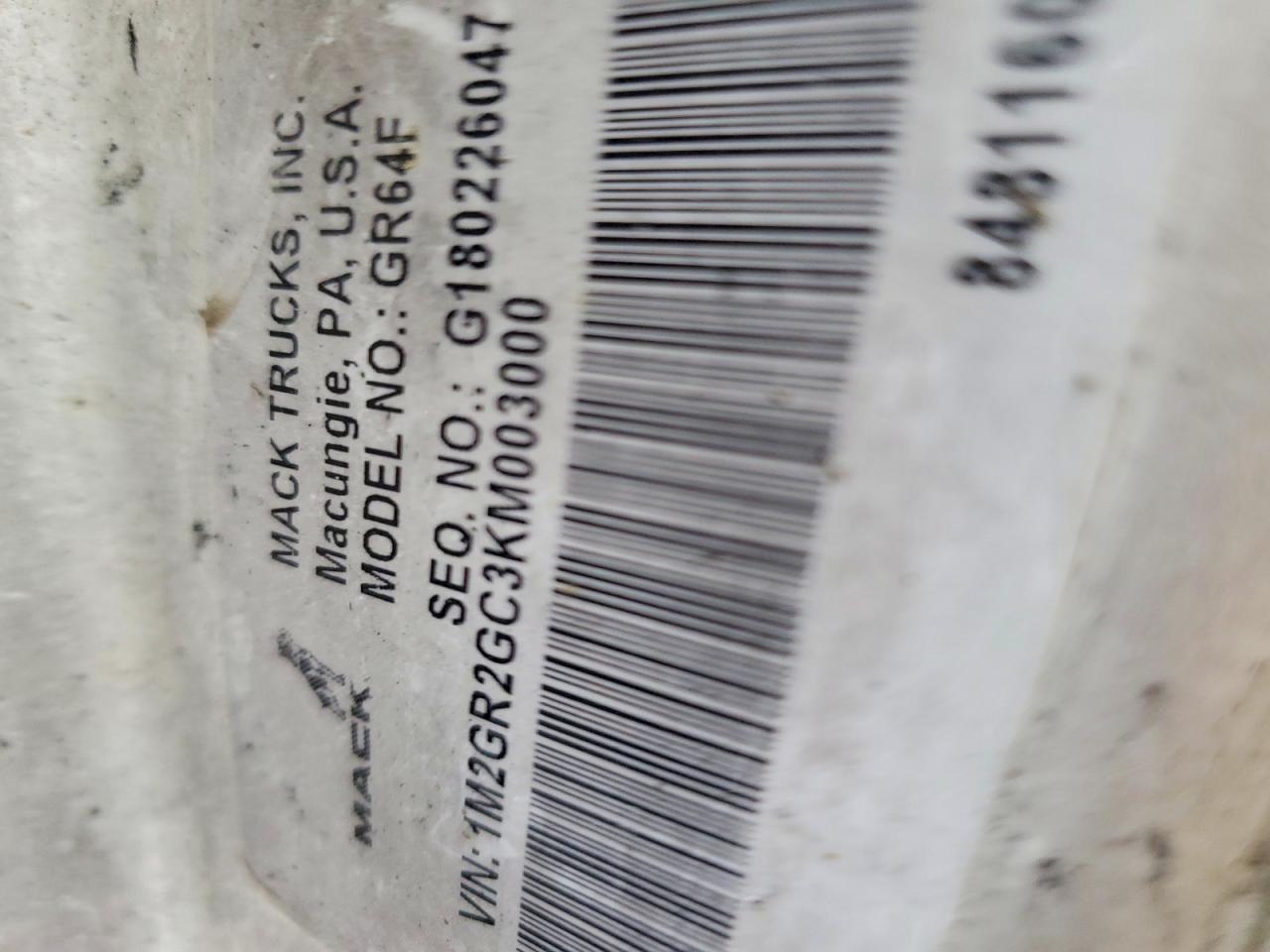 2019 MACK All other VIN 1M2GR2GC3KM003000 photo 10