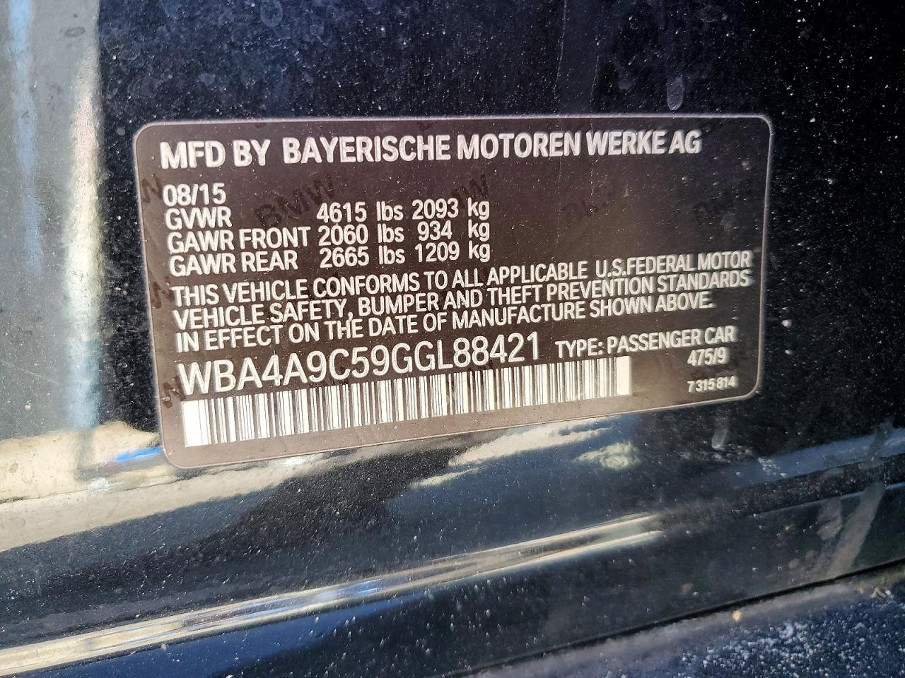 2016 BMW 4 series VIN WBA4A9C59GGL88421 photo 12