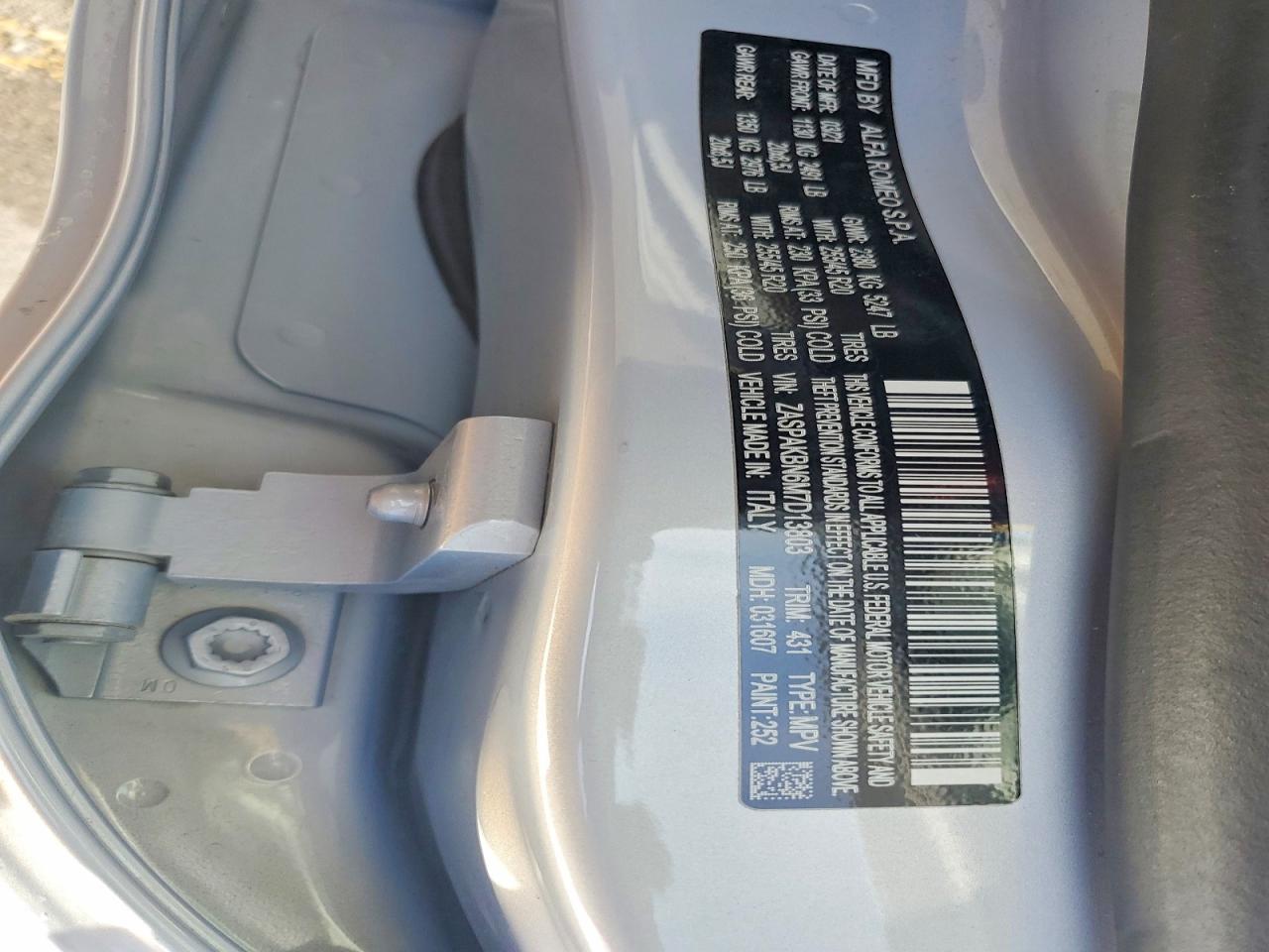 2021 Alfa Stelvio VIN ZASPAKBN6M7D13803 photo 12