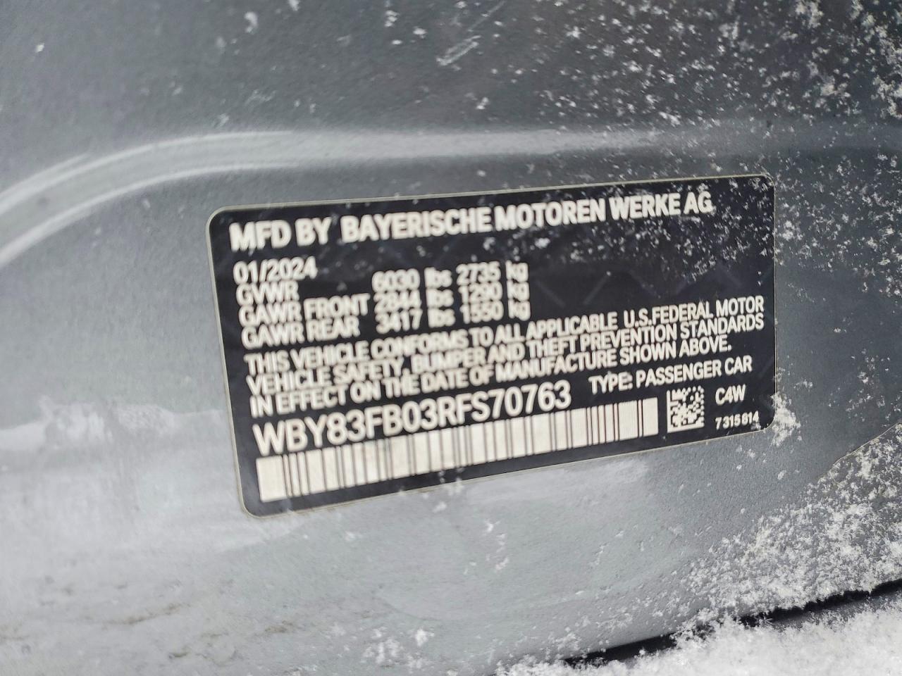 2024 BMW I4 xdrive VIN WBY83FB03RFS70763 photo 12