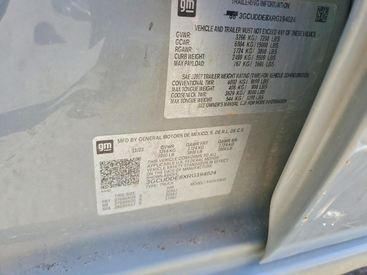 2024 Chevrolet All models VIN 3GCUDDE8XRG194024 photo 12