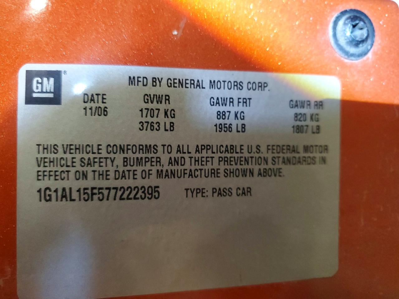 2007 Chevrolet Cobalt VIN 1G1AL15F577222395 photo 12