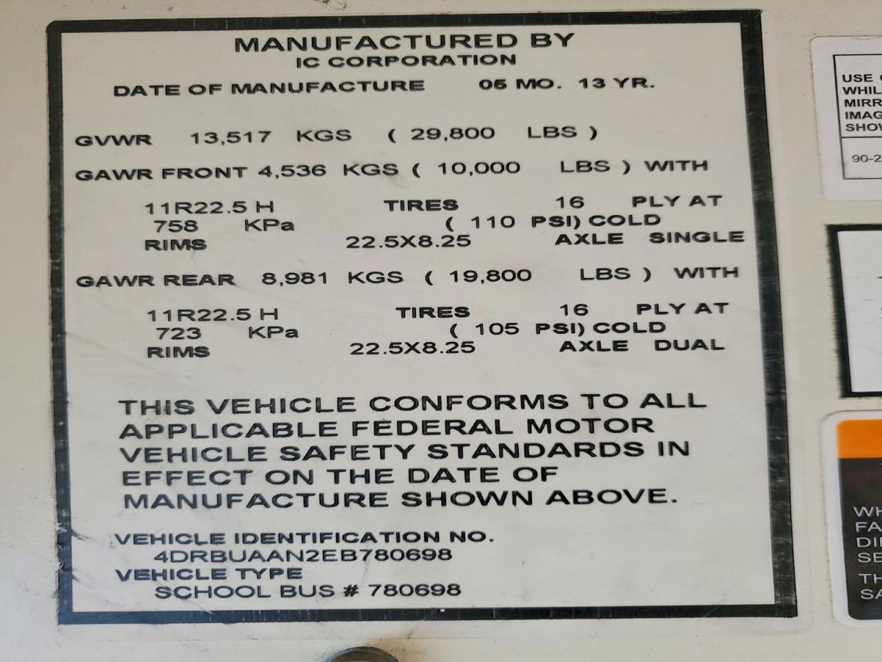 2014 Ic Ce series VIN 4DRBUAAN2EB780698 photo 10
