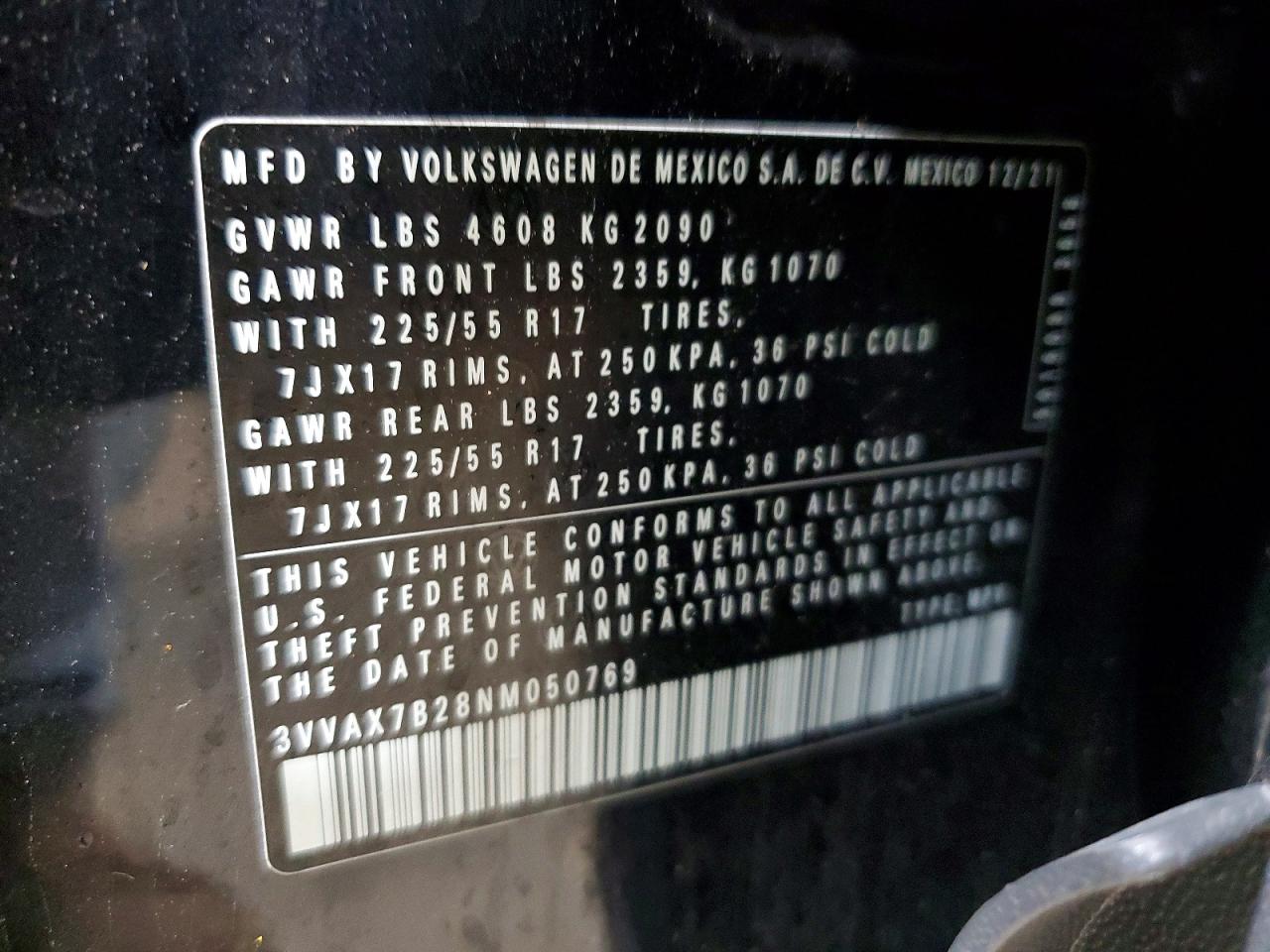 2022 VOLKSWAGEN All other VIN 3VVAX7B28NM050769 photo 12