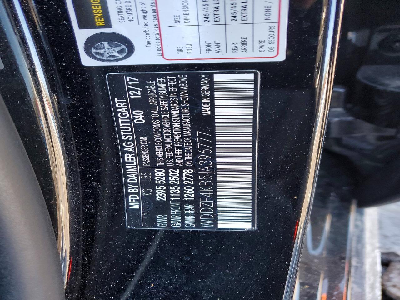 2018 Mercedes-Benz E-class VIN WDDZF4KB5JA396777 photo 12