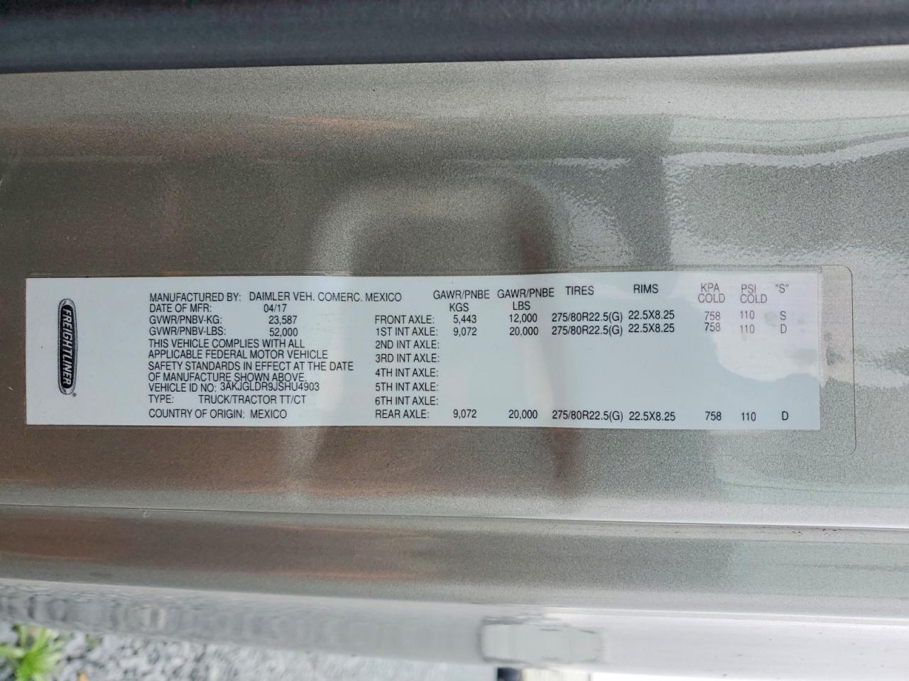 2018 FREIGHTLINER All other VIN 3AKJGLDR9JSHU4903 photo 10